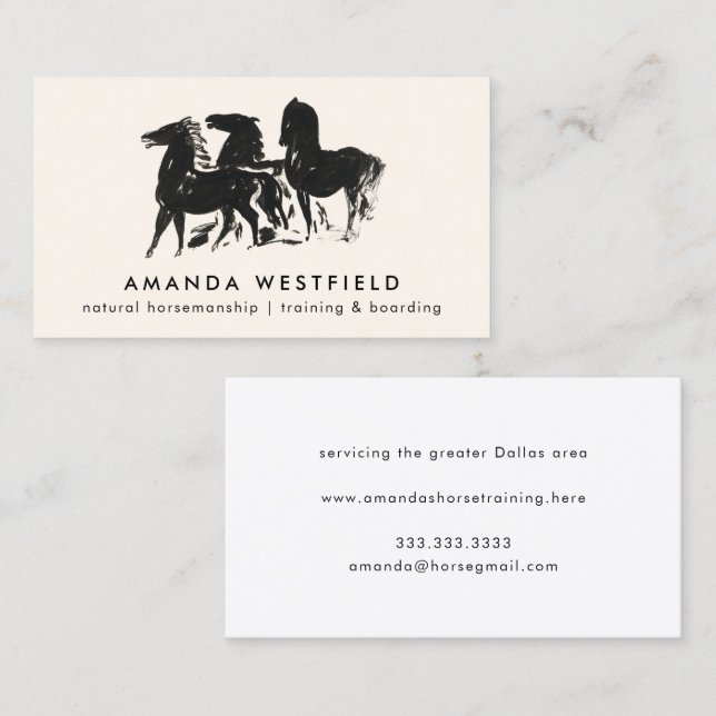 Vintage Horse Sketch Equestrian Business Card (Front/Back)
