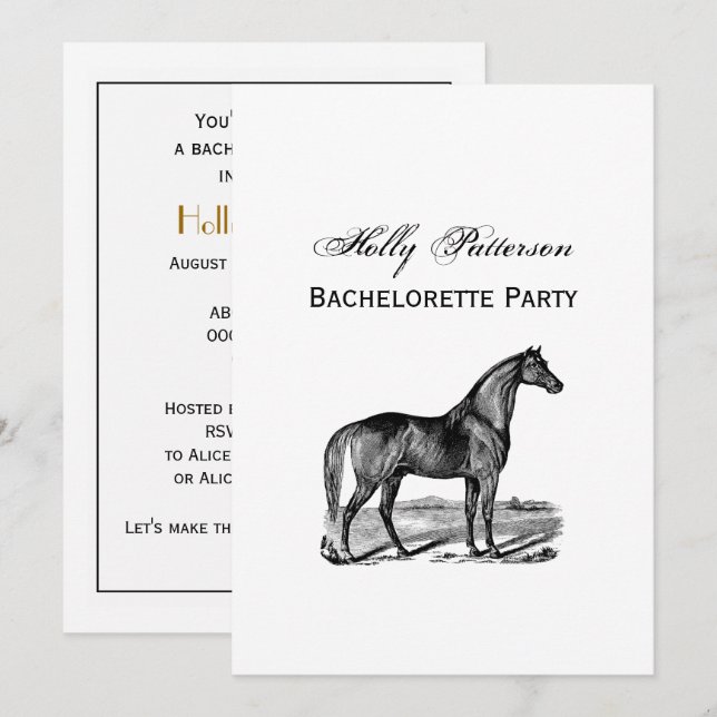 Vintage Horse Standing Invitation (Front/Back)