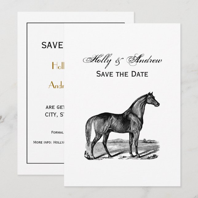 Vintage Horse Standing Invitation (Front/Back)