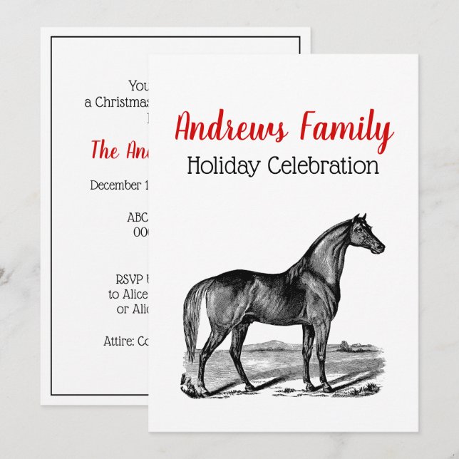 Vintage Horse Standing Invitation (Front/Back)