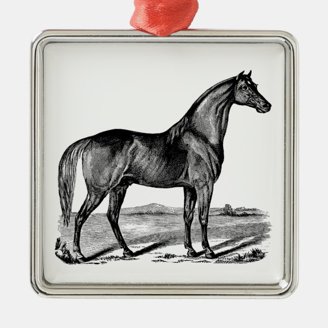 Vintage Horse Standing Metal Ornament (Front)