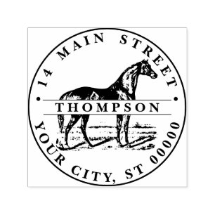 Vintage Horse Standing Name Return Address Self-inking Stamp