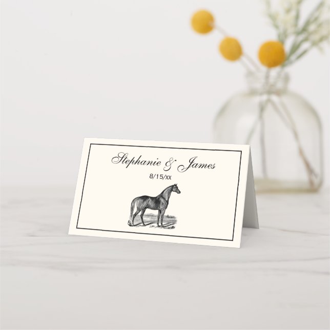Vintage Horse Standing Place Card (Front)