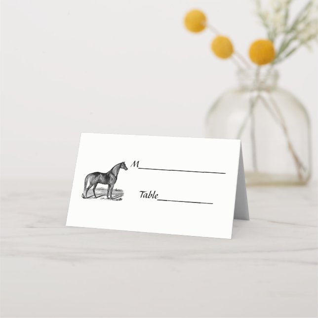 Vintage Horse Standing Place Card (Back)
