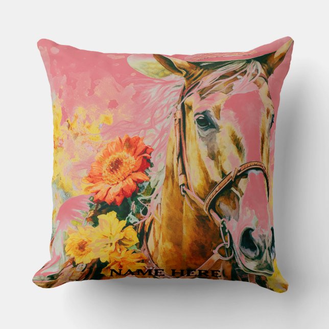 vintage horse wearing cowboy hat cushion (Front)