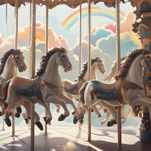 Vintage horses Carousel Decoupage paper. Tissue Paper