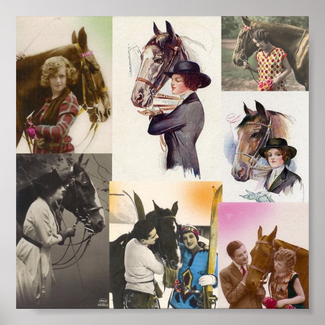 Vintage Horses Collage Poster (Front)