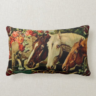 Vintage Horses Throw Pillow