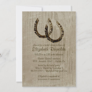 Vintage Horseshoes Bridal Shower Invitations