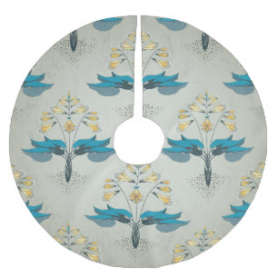 Vintage hosta, floral modern pattern. brushed polyester tree skirt