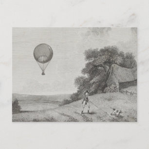 Vintage Hot Air Balloon Art Drawing Postcard