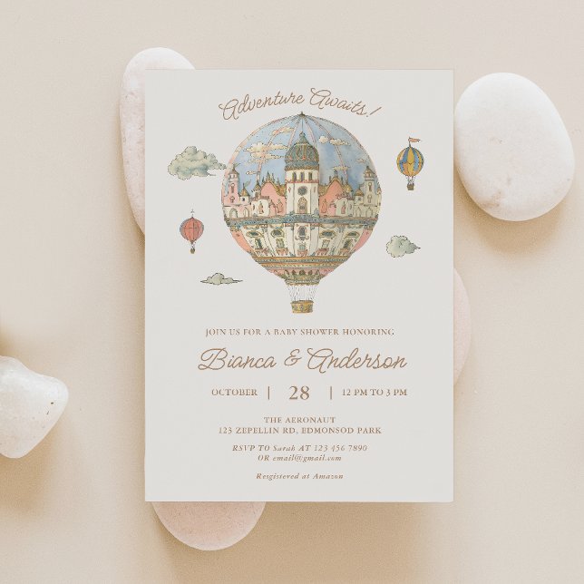 Vintage Hot Air Balloon Baby Shower Invitation  (Creator Uploaded)