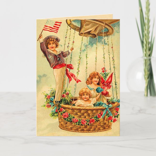 Vintage Hot Air Balloon Birthday Card (Front)