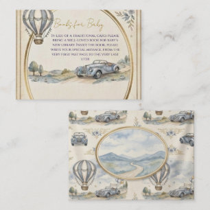 Vintage Hot Air Balloon Books for Baby Shower Card