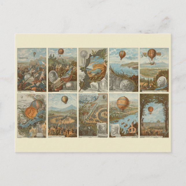 Vintage Hot Air Balloon Collecting Cards Pattern (Front)