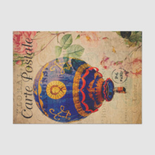 Vintage Hot air balloon Floral Flowers French Tissue Paper