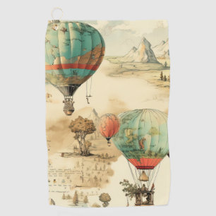 Vintage Hot Air Balloon in a Serene Landscape (10) Golf Towel