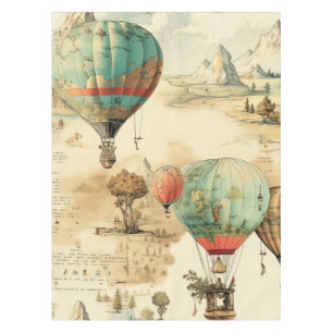 Vintage Hot Air Balloon in a Serene Landscape (10) Tablecloth