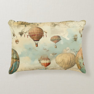 Vintage Hot Air Balloon in a Serene Landscape (11) Decorative Cushion