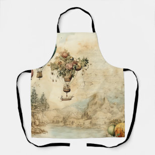 Vintage Hot Air Balloon in a Serene Landscape (1) Apron