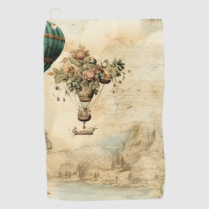 Vintage Hot Air Balloon in a Serene Landscape (1) Golf Towel