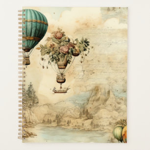 Vintage Hot Air Balloon in a Serene Landscape (1) Planner