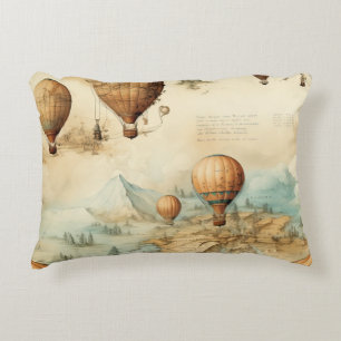 Vintage Hot Air Balloon in a Serene Landscape (2) Decorative Cushion