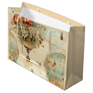 Vintage Hot Air Balloon in a Serene Landscape (3) Large Gift Bag
