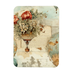 Vintage Hot Air Balloon in a Serene Landscape (3) Magnet