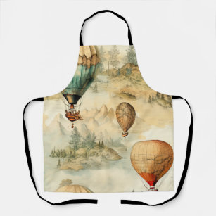 Vintage Hot Air Balloon in a Serene Landscape (4) Apron