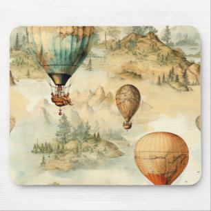 Vintage Hot Air Balloon in a Serene Landscape (4) Mouse Pad