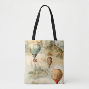 Vintage Hot Air Balloon in a Serene Landscape (4) Tote Bag
