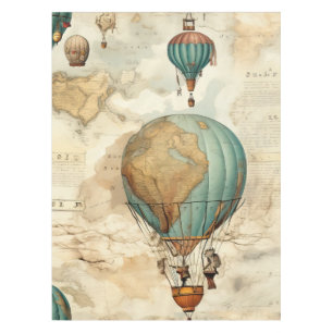 Vintage Hot Air Balloon in a Serene Landscape (5) Tablecloth