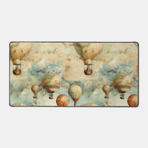 Vintage Hot Air Balloon in a Serene Landscape (6) Desk Mat