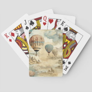 Vintage Hot Air Balloon in a Serene Landscape (7) Playing Cards