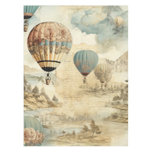 Vintage Hot Air Balloon in a Serene Landscape (7) Tablecloth