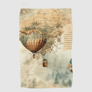 Vintage Hot Air Balloon in a Serene Landscape (8) Golf Towel