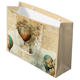 Vintage Hot Air Balloon in a Serene Landscape (8) Large Gift Bag