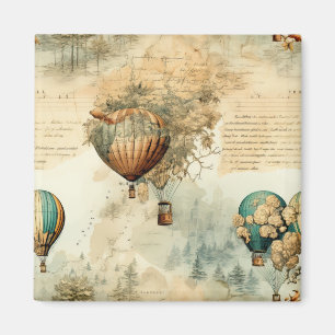 Vintage Hot Air Balloon in a Serene Landscape (8) Magnet