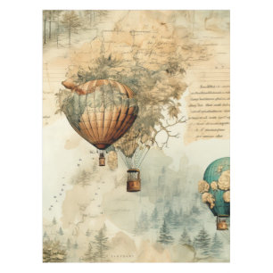 Vintage Hot Air Balloon in a Serene Landscape (8) Tablecloth