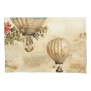 Vintage Hot Air Balloon in a Serene Landscape (9) Pillowcase