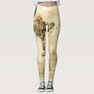 Vintage Hot Air Balloon in a Serene Landscape Leggings