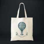 Vintage Hot Air Balloon Organic Grocery Bag<br><div class="desc">A Vintage Hot Air Balloon in French blue above a banner that reads "flights of fancy."</div>