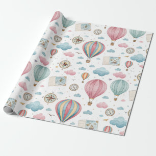 Vintage Hot Air Balloon Pattern (1) Wrapping Paper