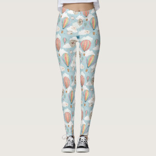 Vintage Hot Air Balloon Pattern (2) Leggings