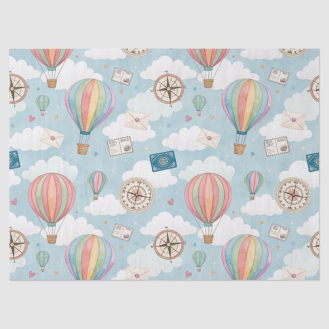 Vintage Hot Air Balloon Pattern (2) Tissue Paper (Front)