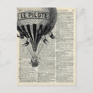 Vintage Hot Air Balloon Postcard