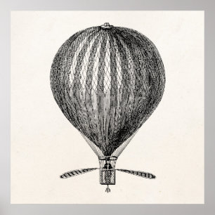 Vintage Hot Air Balloon Retro Airship Balloons Poster