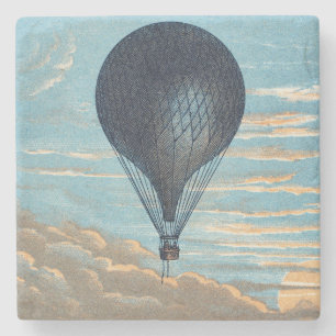 Vintage Hot Air Balloon Sky Nursery Art Stone Coaster