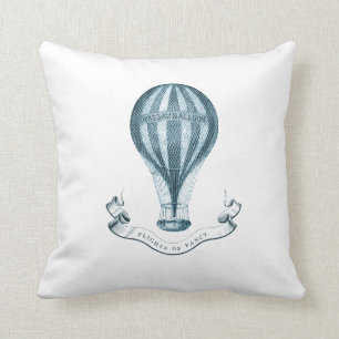 Vintage Hot Air Balloon Throw Pillow